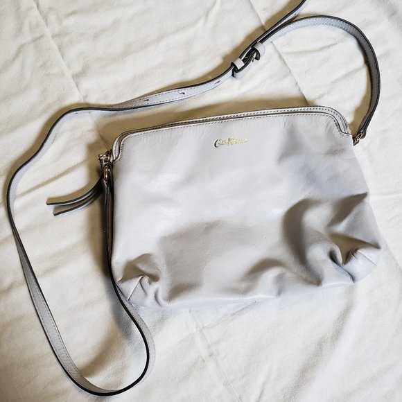 Cath Kidston Ice Grey Medium Leather Duo Cross Body - Picture 1 of 3